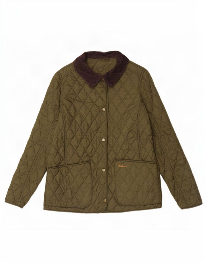 Barbour Veste matelassée pour femme UK 14 Large Kaki Colourblock Polyamide