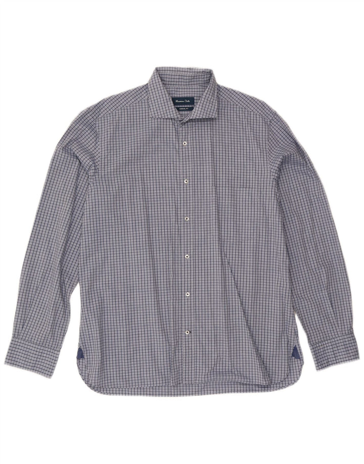 Massimo Dutti Chemise décontractée pour homme XL en coton à carreaux bleus