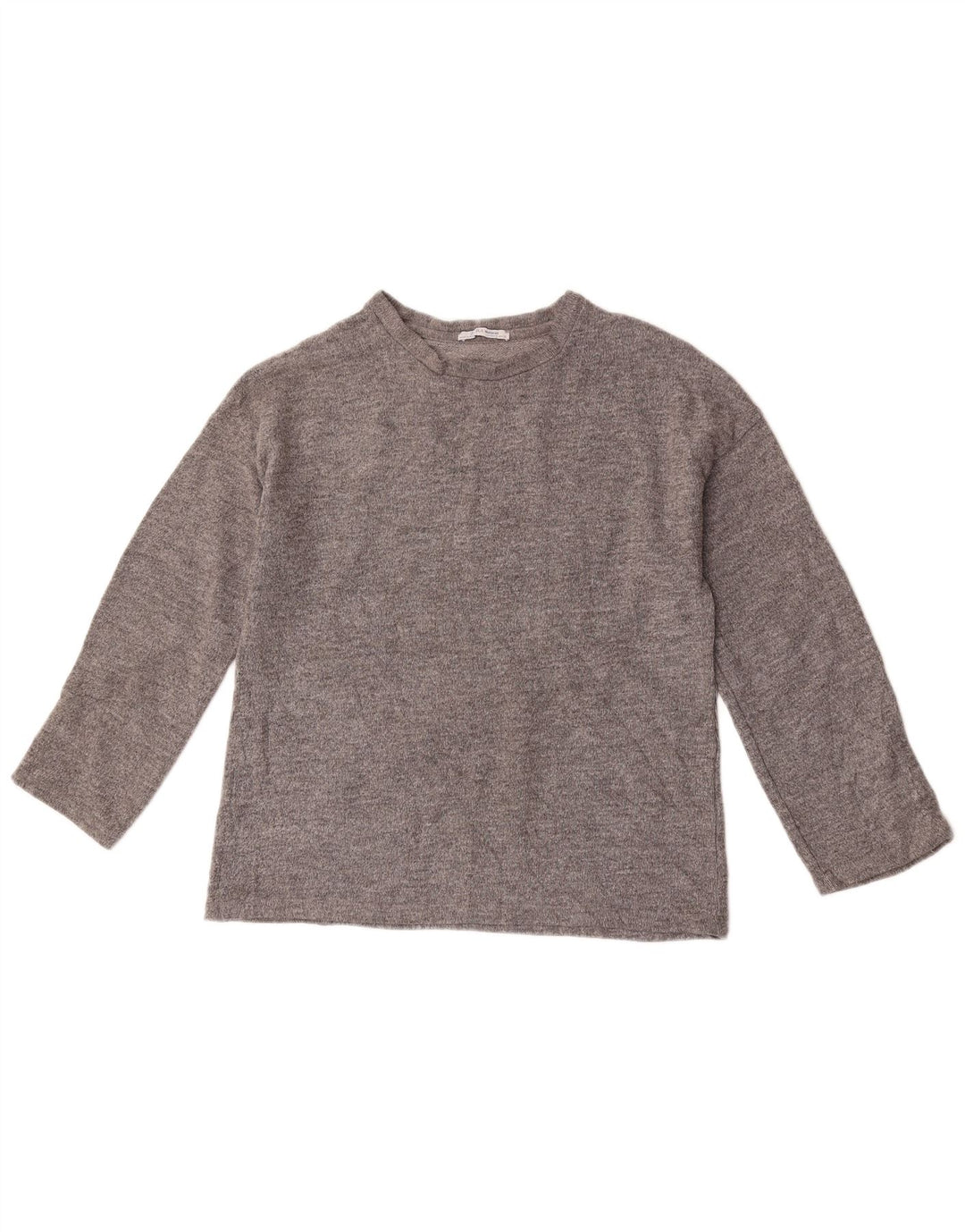 Zara Femme Haut Oversize Manches Longues UK 10 Petit Gris Moucheté Polyester