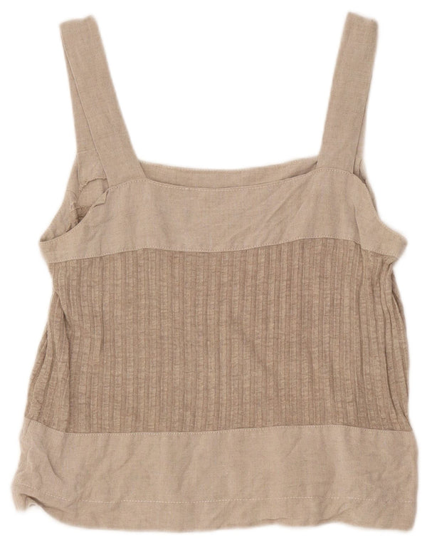 vintage Womens Crop Cami Top UK 8 Petit Gris Colorblock