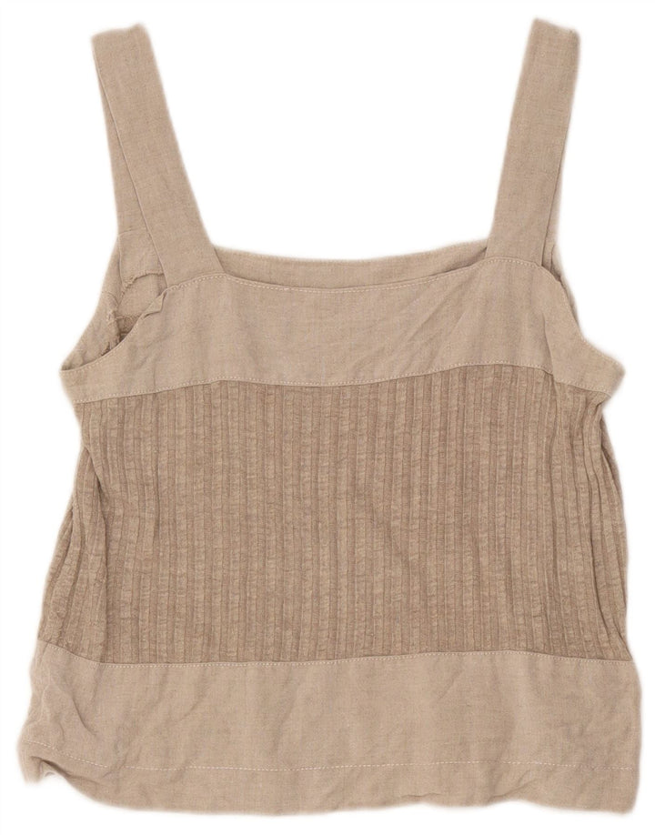 vintage Womens Crop Cami Top UK 8 Petit Gris Colorblock