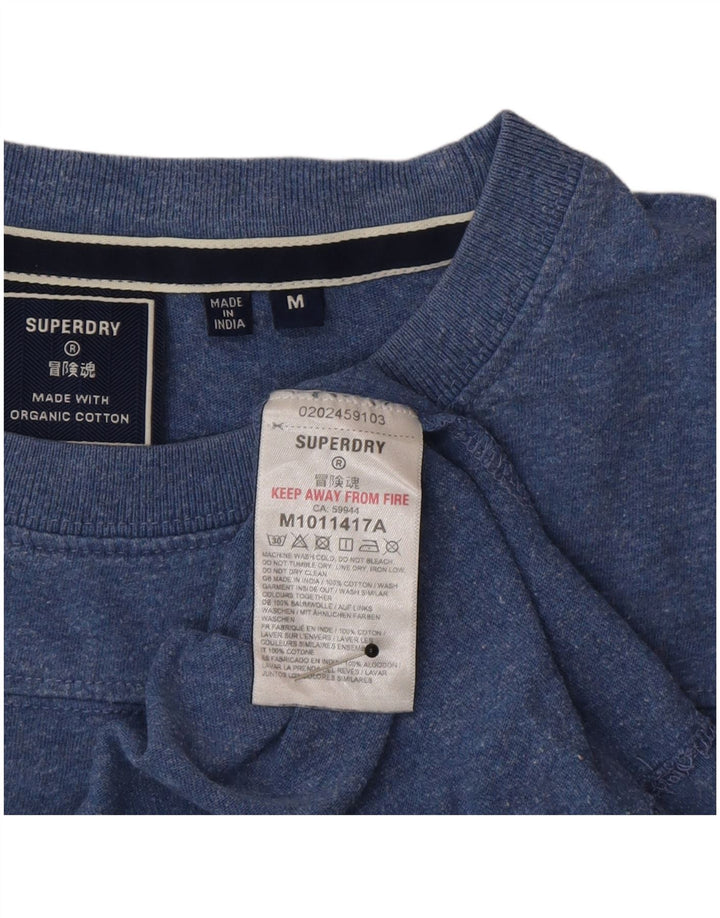Superdry Homme T-Shirt Top Bleu Moyen Flecked Cotton