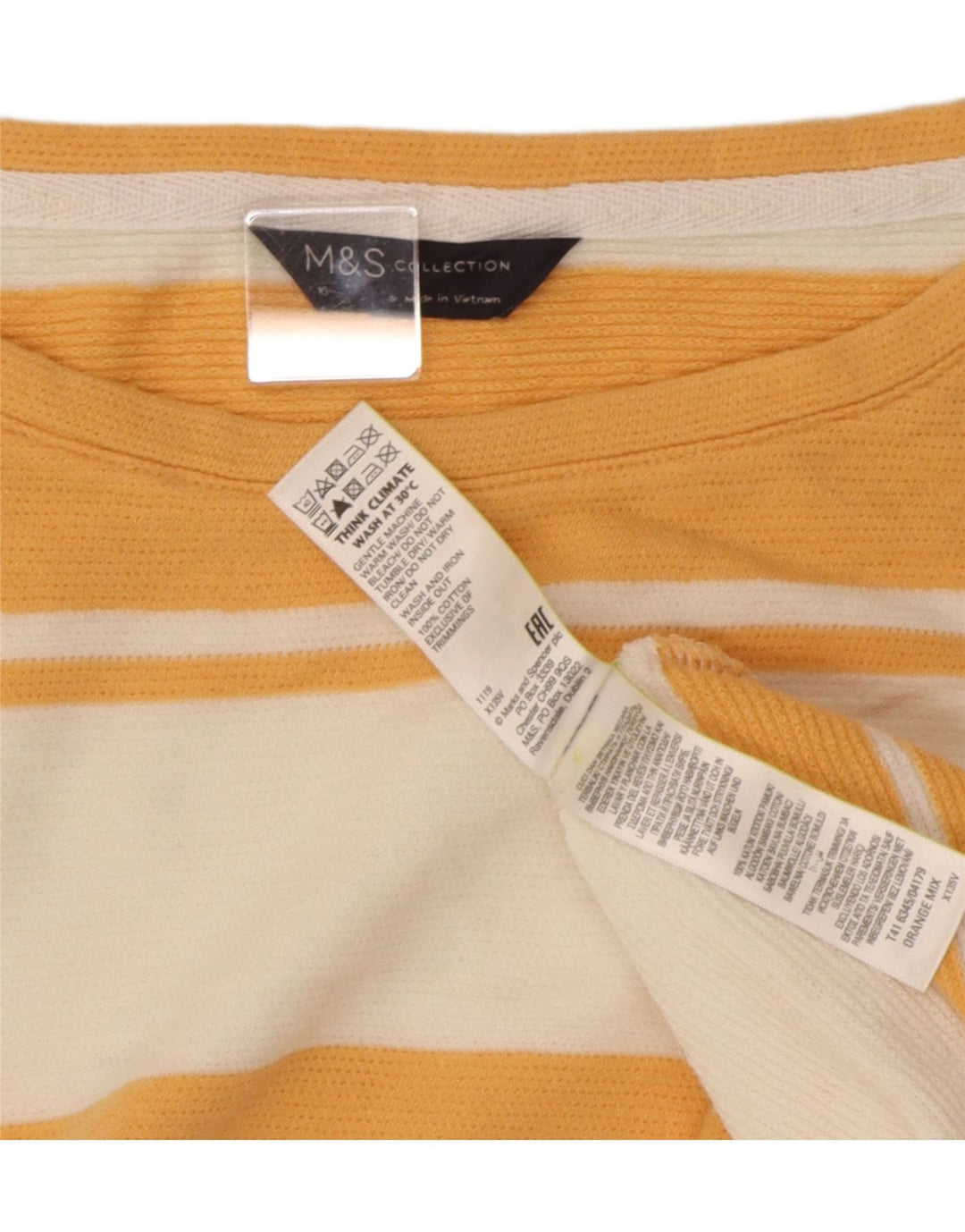 Marks & Spencer T-shirt surdimensionné pour femme UK 16 Large Orange Rayé