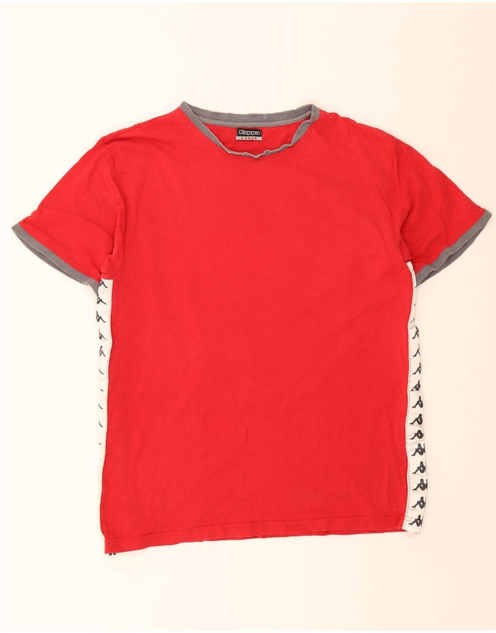 Kappa T-Shirt Graphique Homme Large Rouge Colourblock