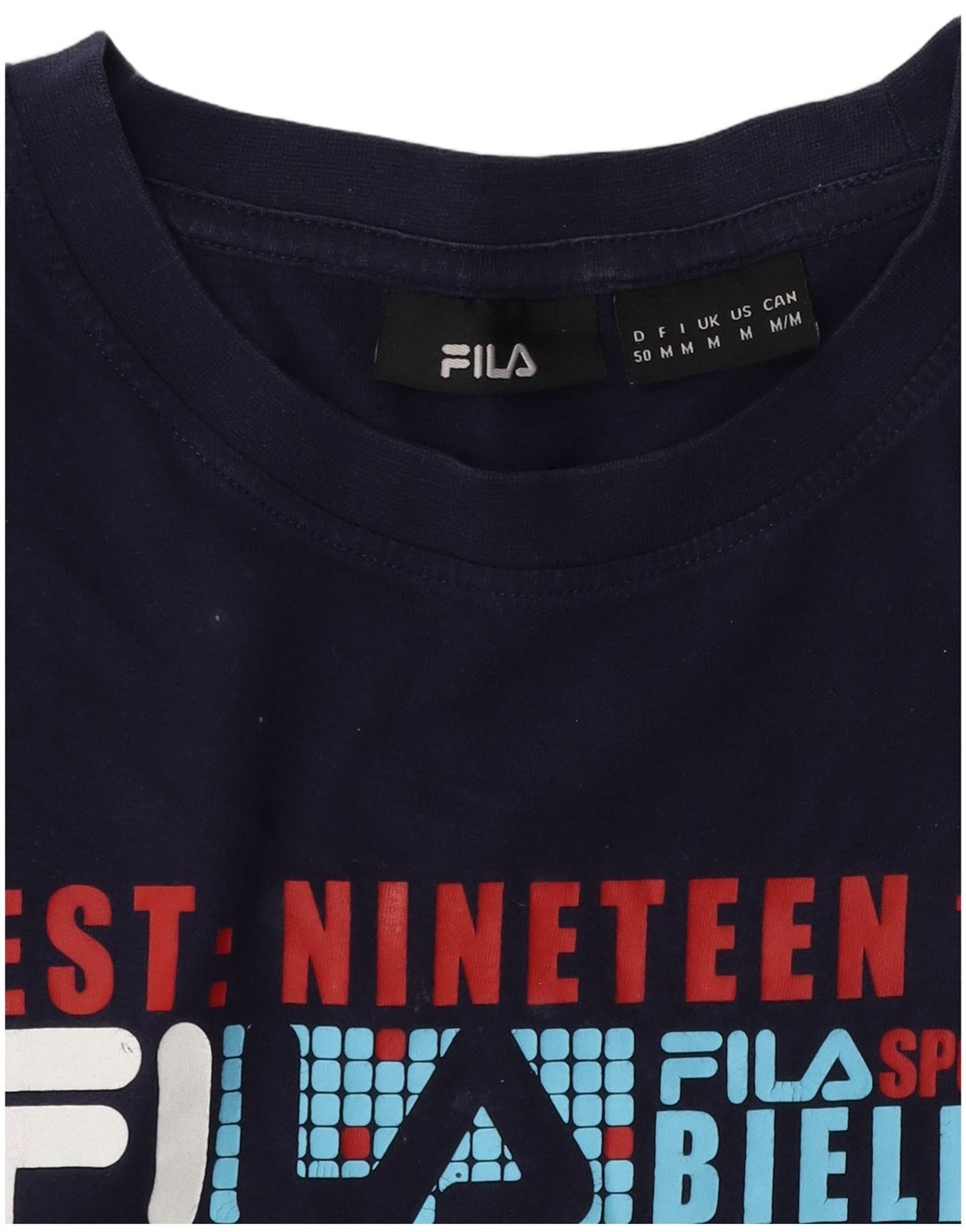 Fila T-Shirt Graphique Homme Bleu Marine Moyen Coton