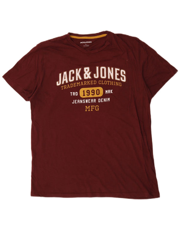 Jack & Jones T-Shirt Graphique Haut XL Homme Bordeaux Coton
