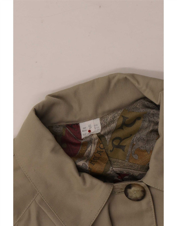 vintage Femmes Oversize Trench Coat UK 10 Petit Coton Beige
