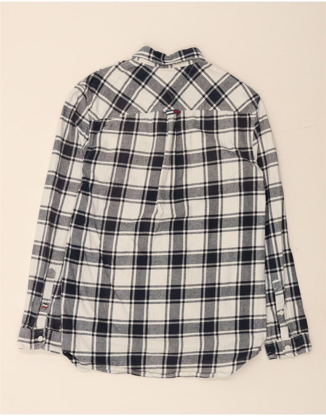 TOMMY HILFIGER Chemise Regular Fit en Flanelle pour Homme Petit Carreau Bleu Marine en Coton