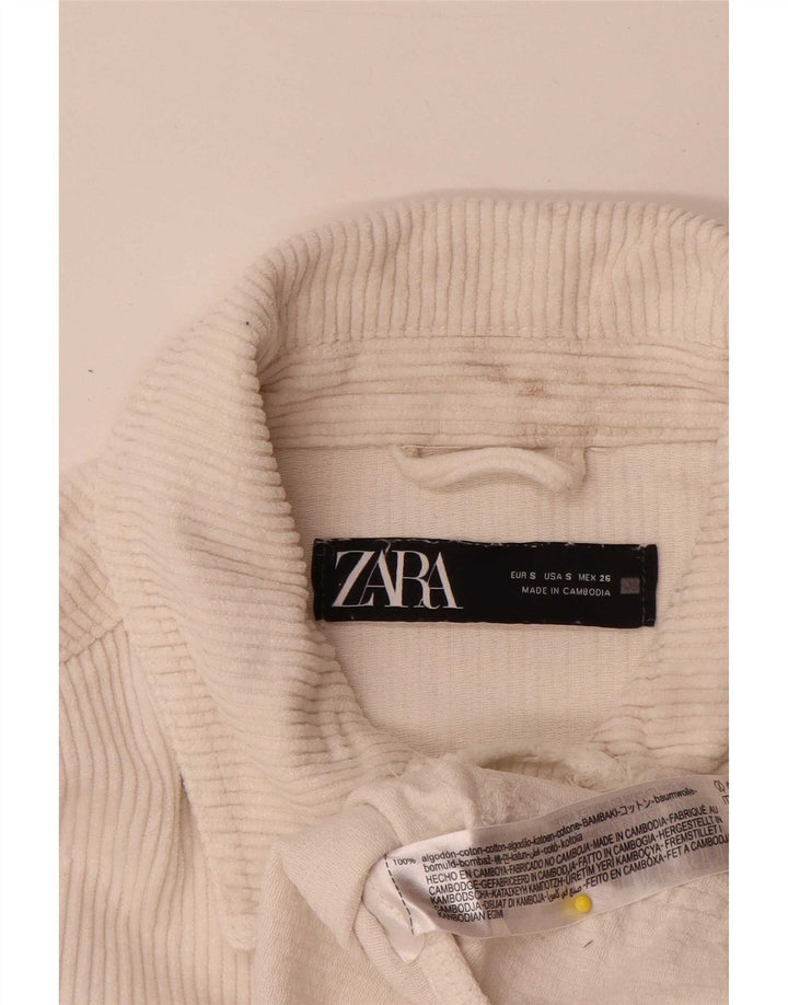 Zara Veste surdimensionnée en velours côtelé pour femme UK 10 Petit coton blanc cassé