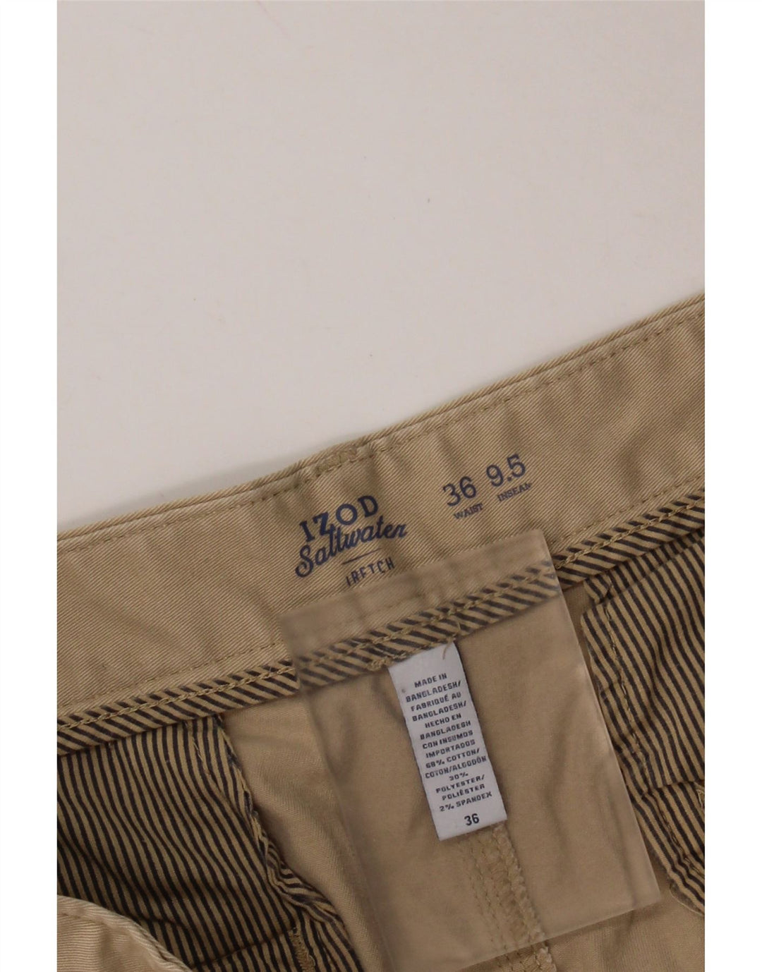 IZOD Short Chino Homme Eau Salée W36 Grand Coton Beige