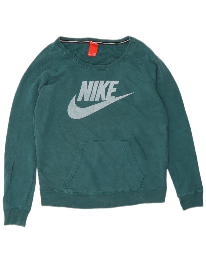 Nike Sweat-shirt graphique pour femme UK 14 en coton vert moyen