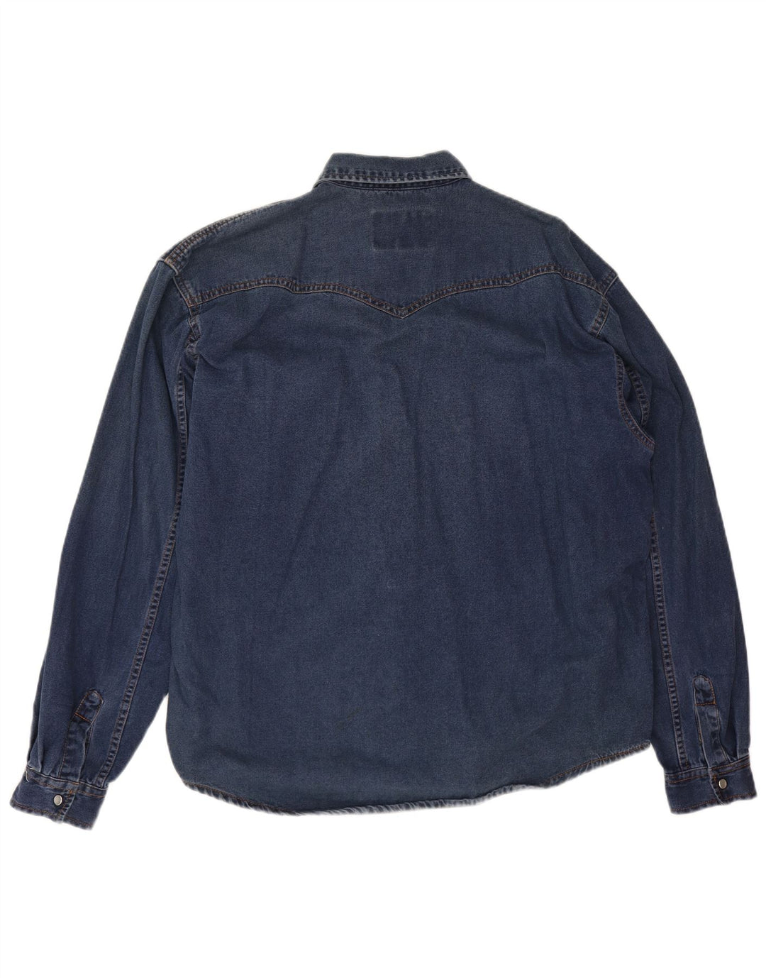 vintage Mens Loose Fit Denim Shirt Moyen Bleu Coton