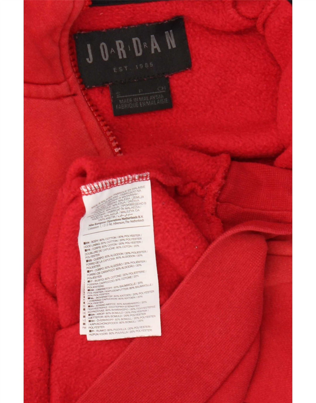 Jordan Pull à capuche zippé pour homme Petit coton rouge