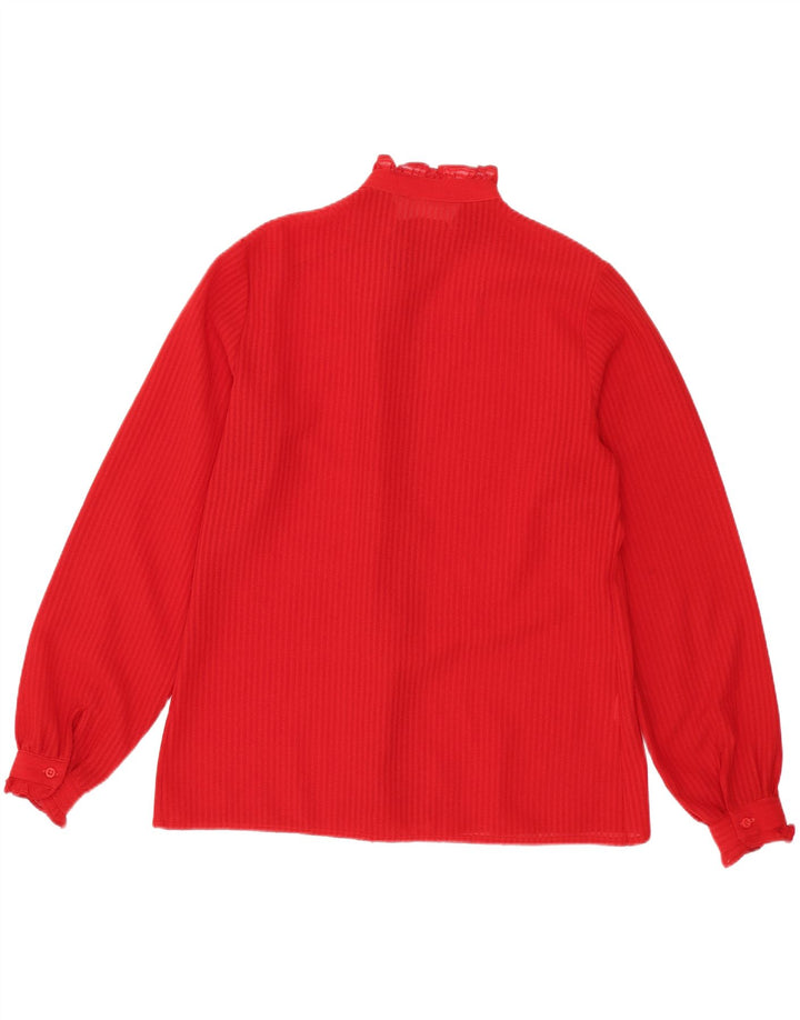 vintage Femme Chemise Blouse UK 14 Moyen Rouge Rayé