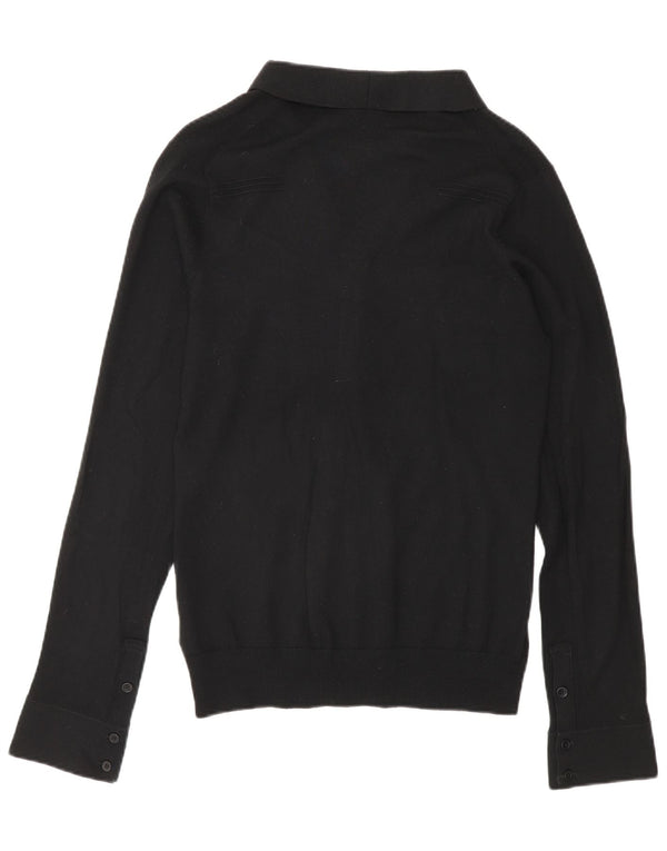 Patrizia Pepe Pull Cardigan Femme UK 14 Grande Laine Vierge Noire