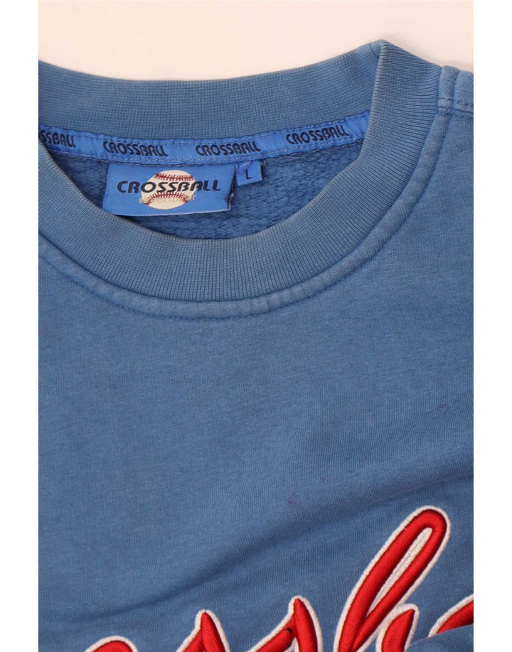Crossball Sweat-shirt graphique coupe régulière pour homme en coton bleu Taille L