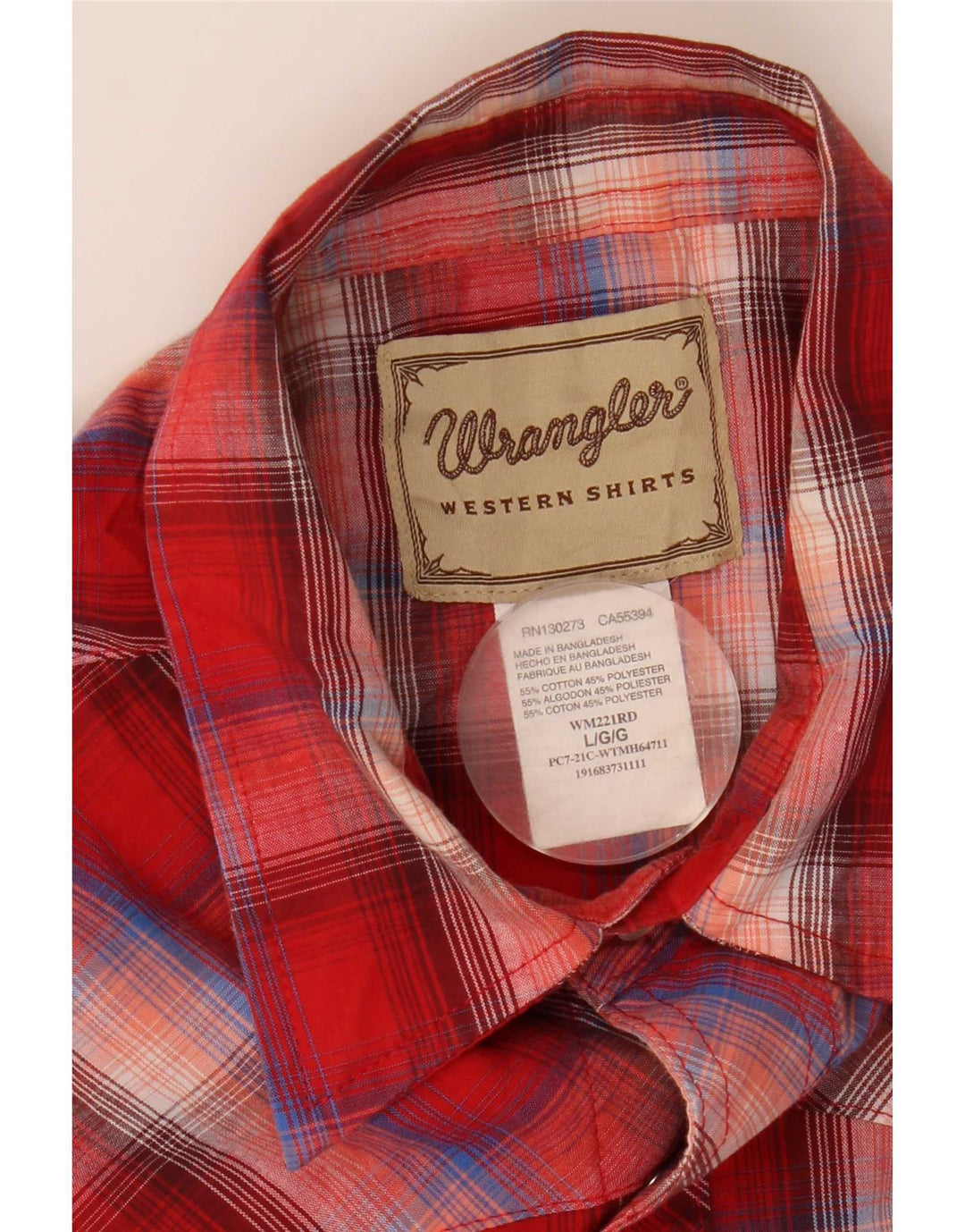 Wrangler Chemise à manches courtes pour homme en coton à carreaux rouges