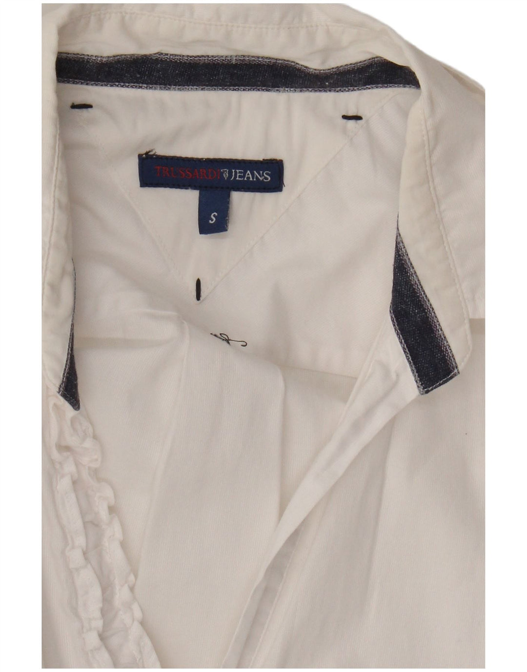 Trussardi Jeans Chemise Femme UK 10 Petit Blanc