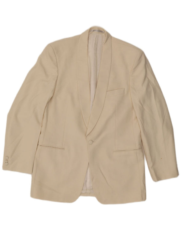 Marks & Spencer Veste blazer longue à 1 bouton pour homme UK 40 Medium Off White
