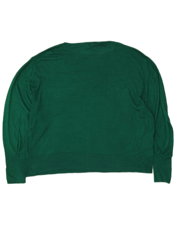 Zara Pull surdimensionné à manches 3/4 et col bateau pour femme - Taille XL - Vert