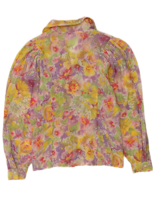 vintage Femme Chemise Blouse UK 14 Moyen Multicolore Floral