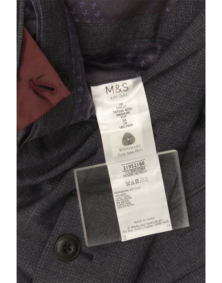 MARKS & SPENCER Veste Blazer 2 Boutons Homme IT 52 XL Bleu Marine Laine