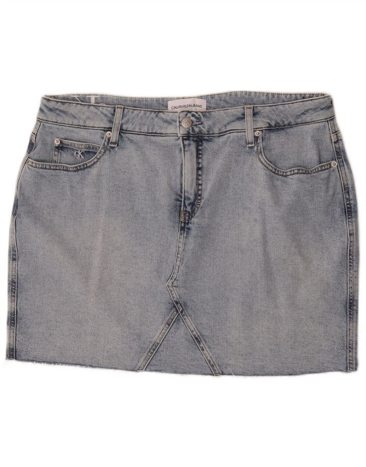 Calvin Klein Mini jupe en jean pour femme W36 L17 Bleu