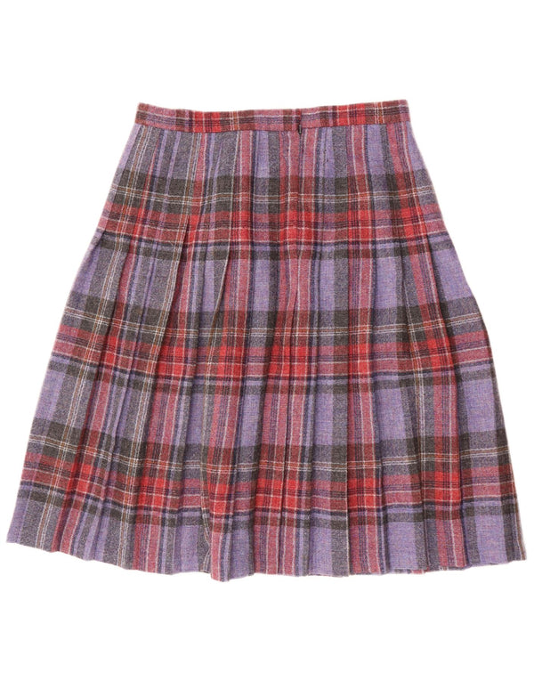 Dunedin Jupe plissée couteau pour femme UK 20 2XL W34 Violet à carreaux en laine vierge