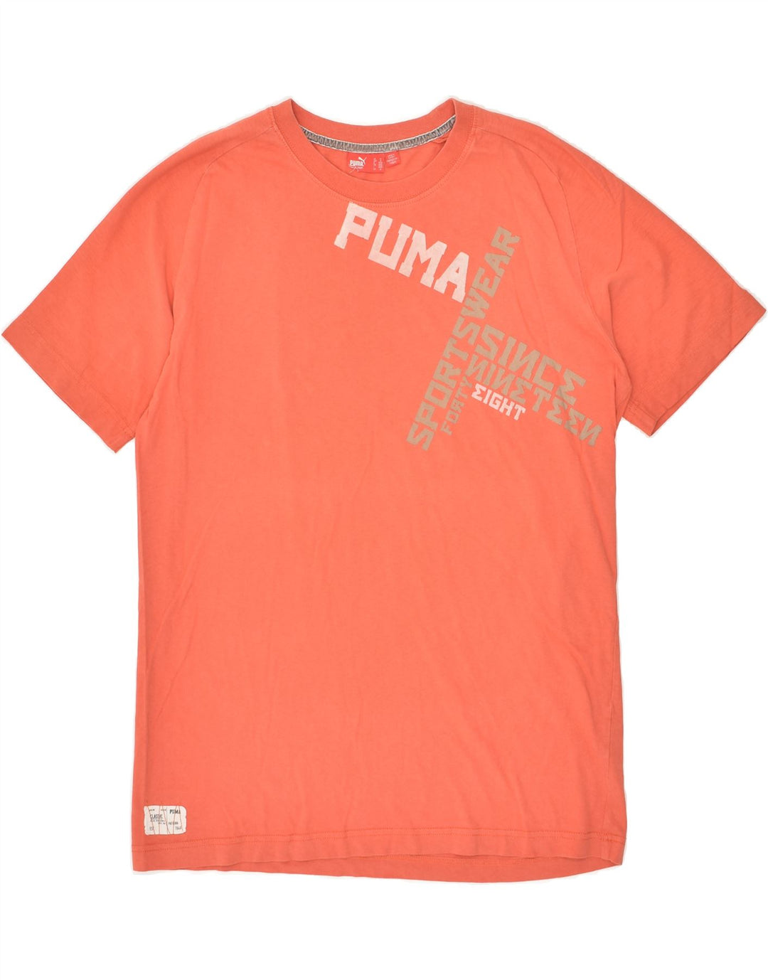 PUMA Mens Graphic T-Shirt Top Medium Orange Cotton | Vintage Puma | Thrift | Second-Hand Puma | Used Clothing | Messina Hembry 