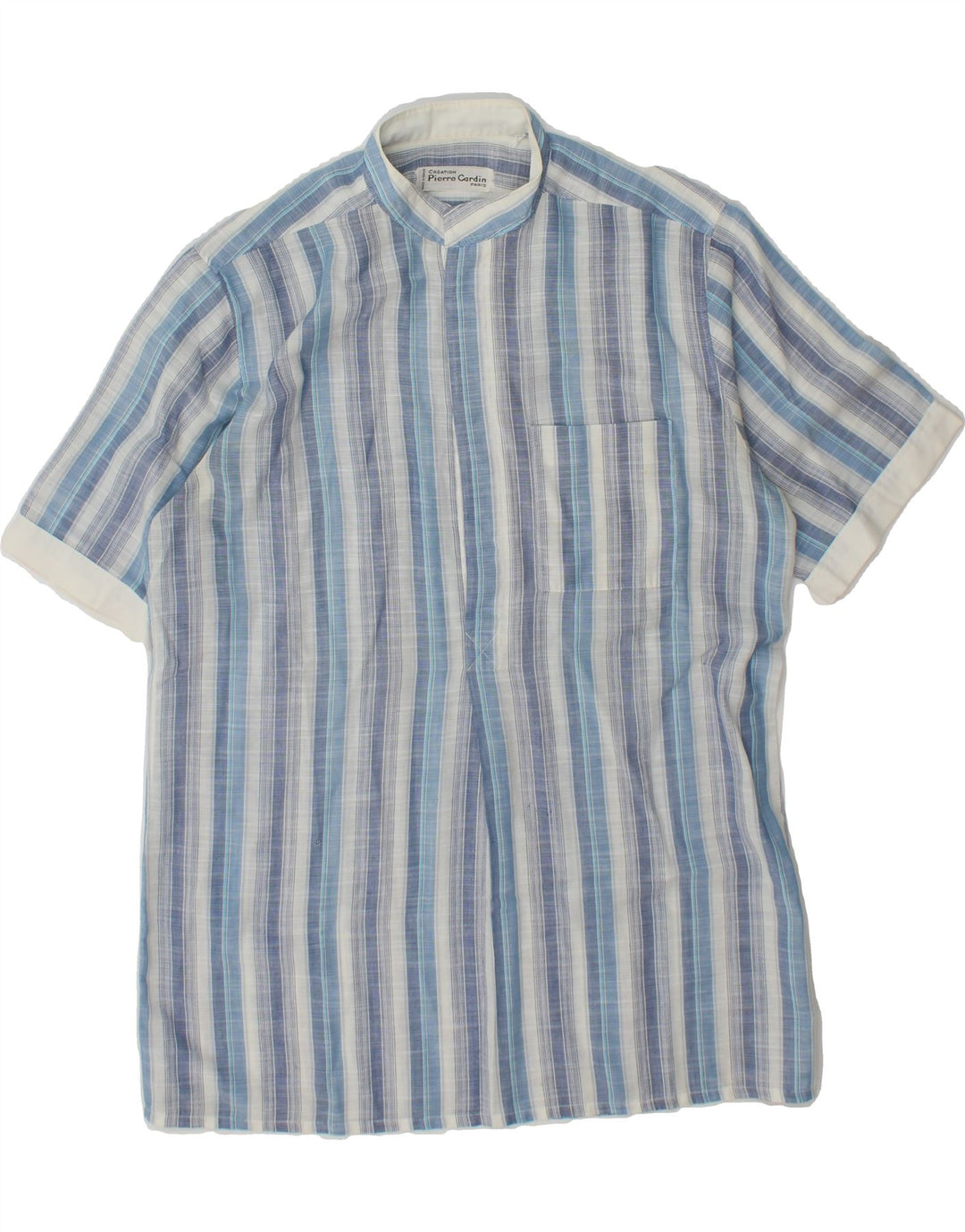 PIERRE CARDIN Womens Short Sleeve Pullover Shirt UK 16 Large Blue Striped Vintage Pierre Cardin and Second-Hand Pierre Cardin from Messina Hembry 
