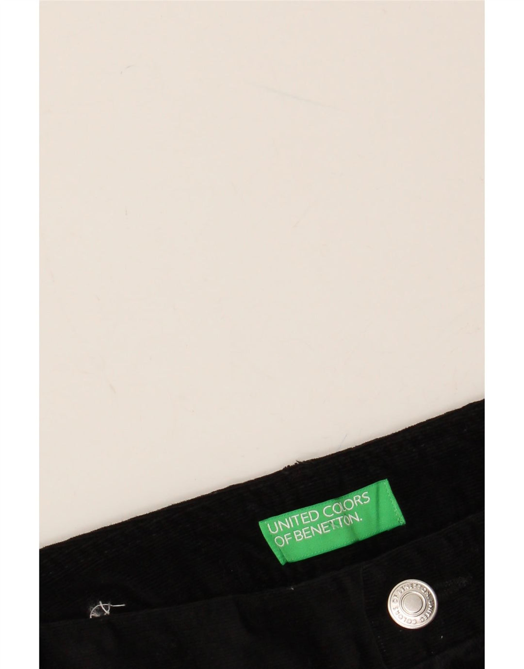 BENETTON Pantalon Droit Femme En Velours Côtelé W30 L27 Noir Classique