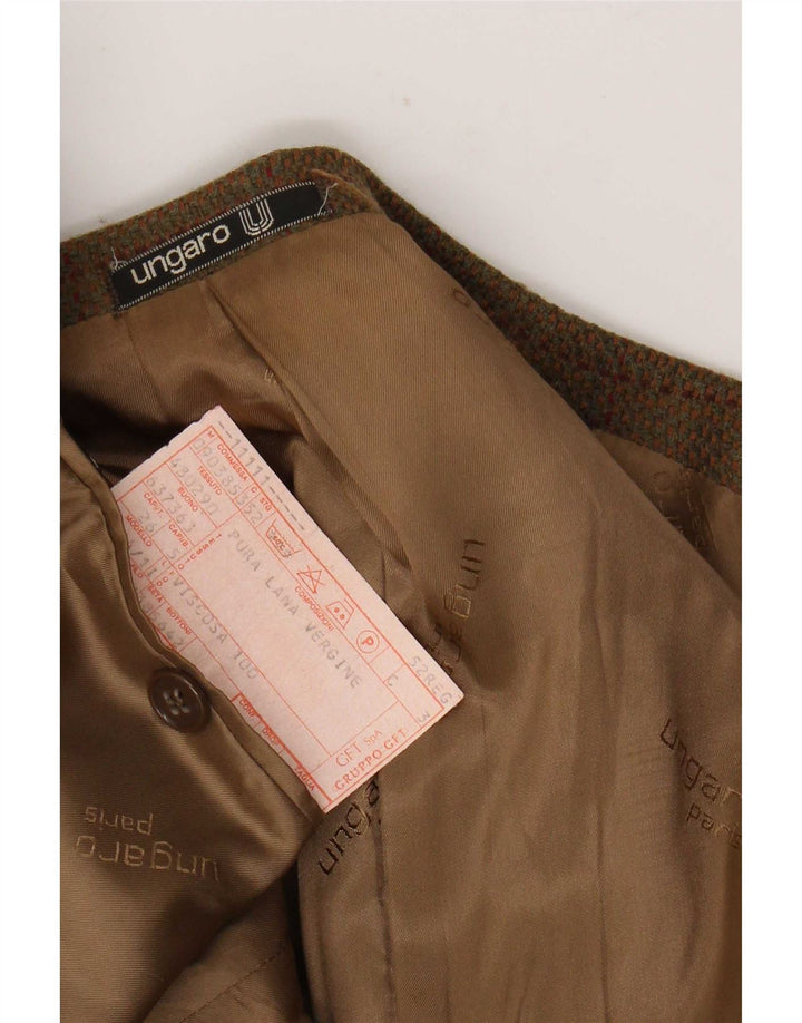 Ungaro Veste blazer 2 boutons pour homme IT 52 XL Laine vierge à carreaux kaki