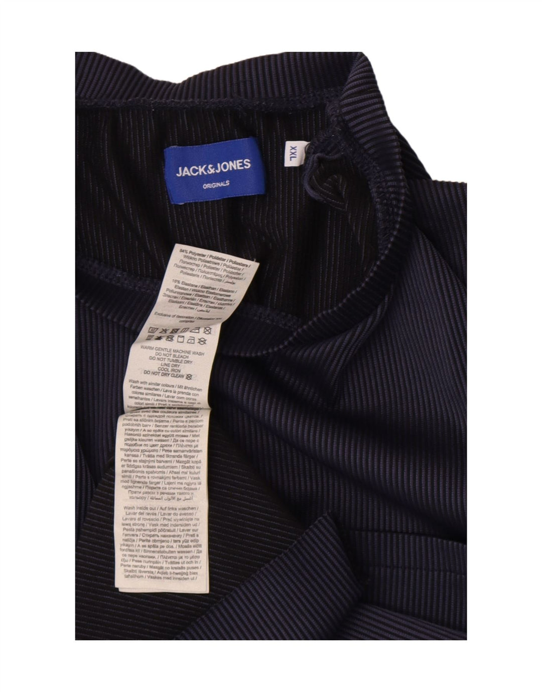 Jack & Jones T-Shirt Homme Top 2XL Bleu Marine Rayé Polyester