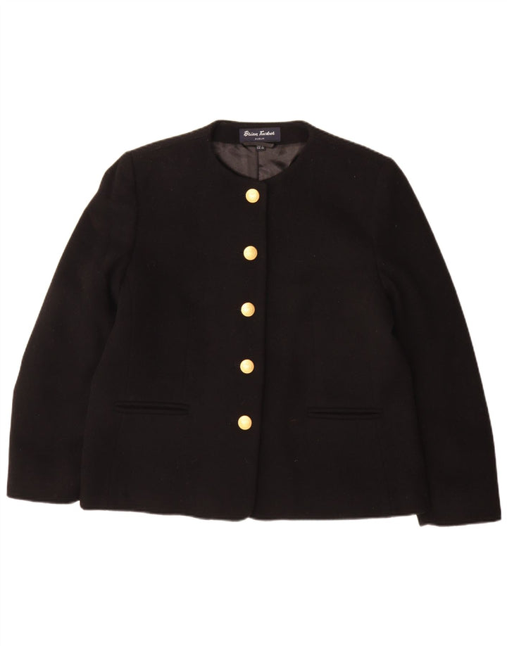 Brian Tucker Veste blazer à 5 boutons pour femme UK 14 Grande laine noire