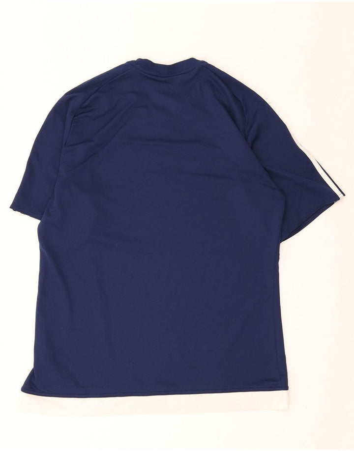 Adidas Hommes Climalite T-Shirt Top Bleu Marine Colorblock Polyester