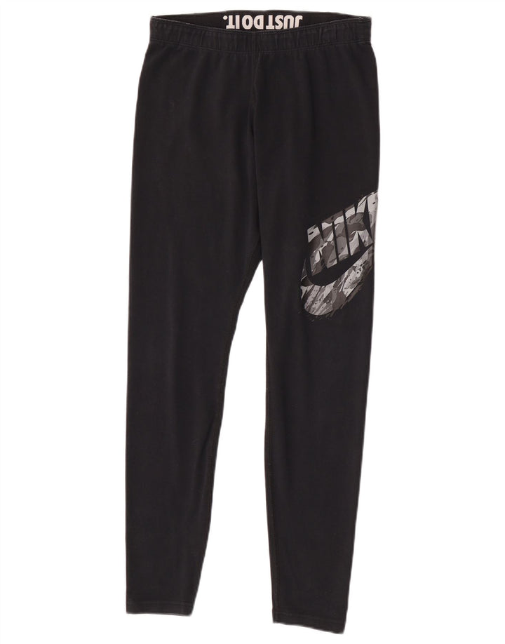 Leggings graphiques Nike pour femmes UK 14 coton noir moyen