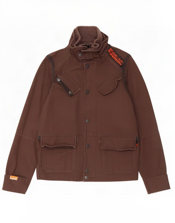 Superdry Veste utilitaire pour hommes UK 40 Large Marron