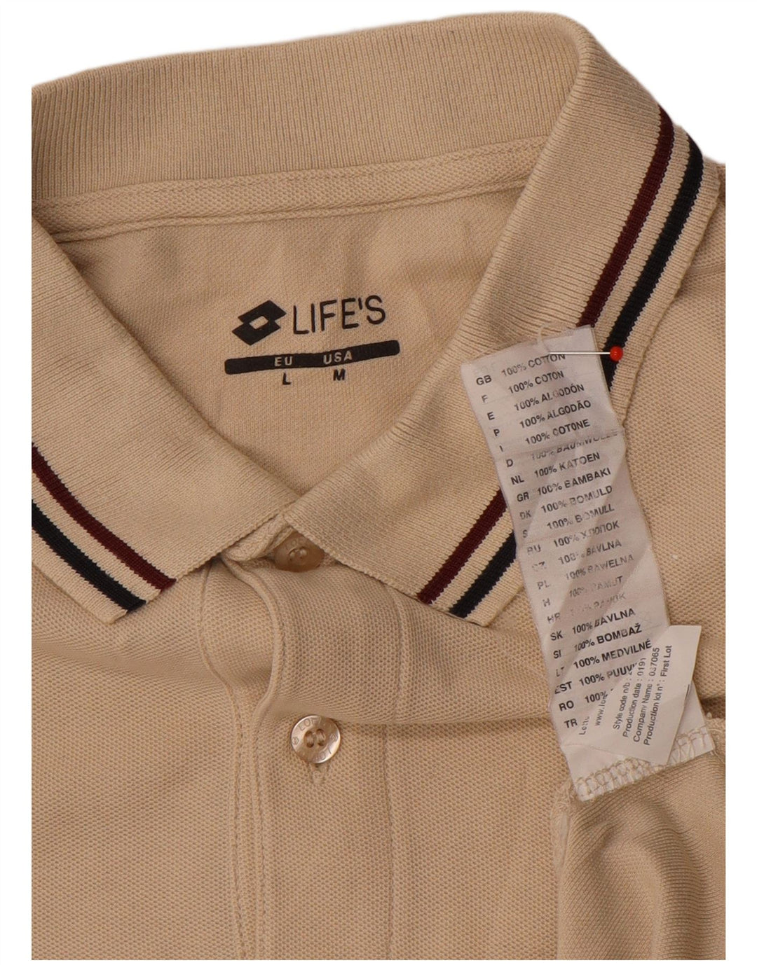 Lotto Polo Homme Large Beige Coton