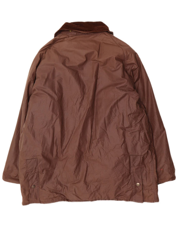 vintage Mens Loose Fit Veste en coton ciré UK 40 Grand Marron