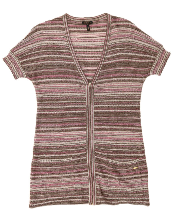 Escada Cardigan à manches courtes pour femme UK 10 Petit marron rayé