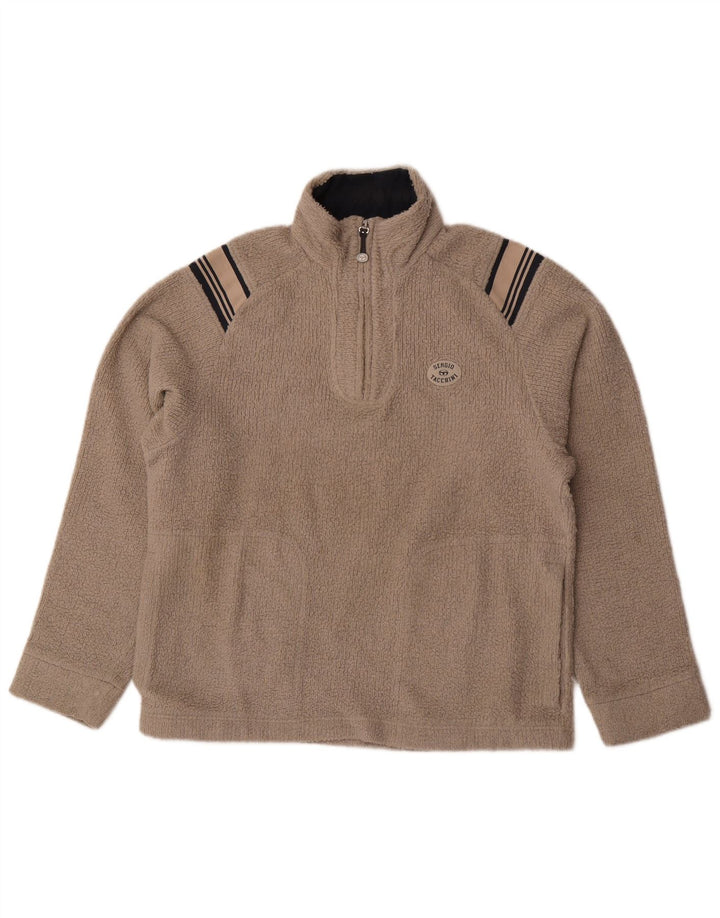 Sergio Tacchini Pull Polaire Col Zippé Homme Rayé Gris Moyen