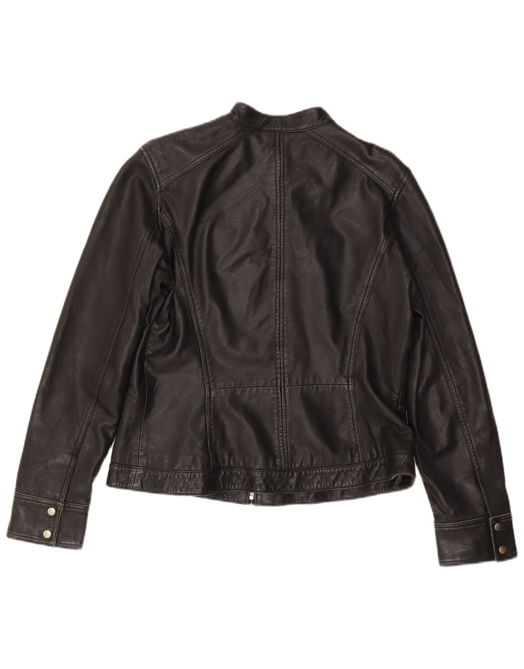 MONSOON Veste en cuir femme UK 14 Grand cuir noir