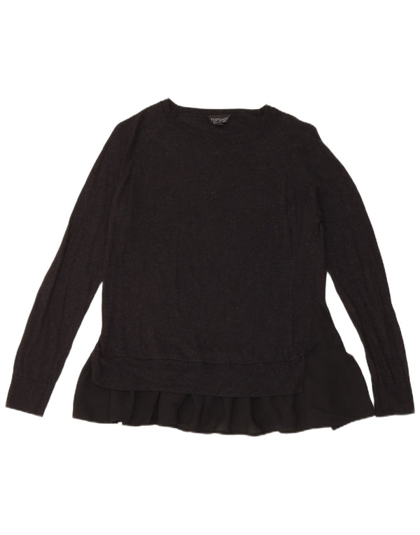 Topshop Pull col bateau pour femme UK 6 XS Noir Polyester