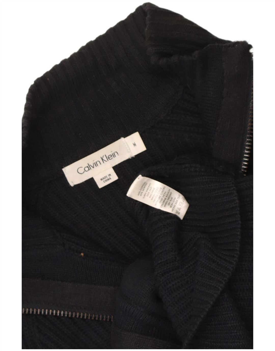 Calvin Klein Cardigan entièrement zippé pour homme en coton bleu marine moyen