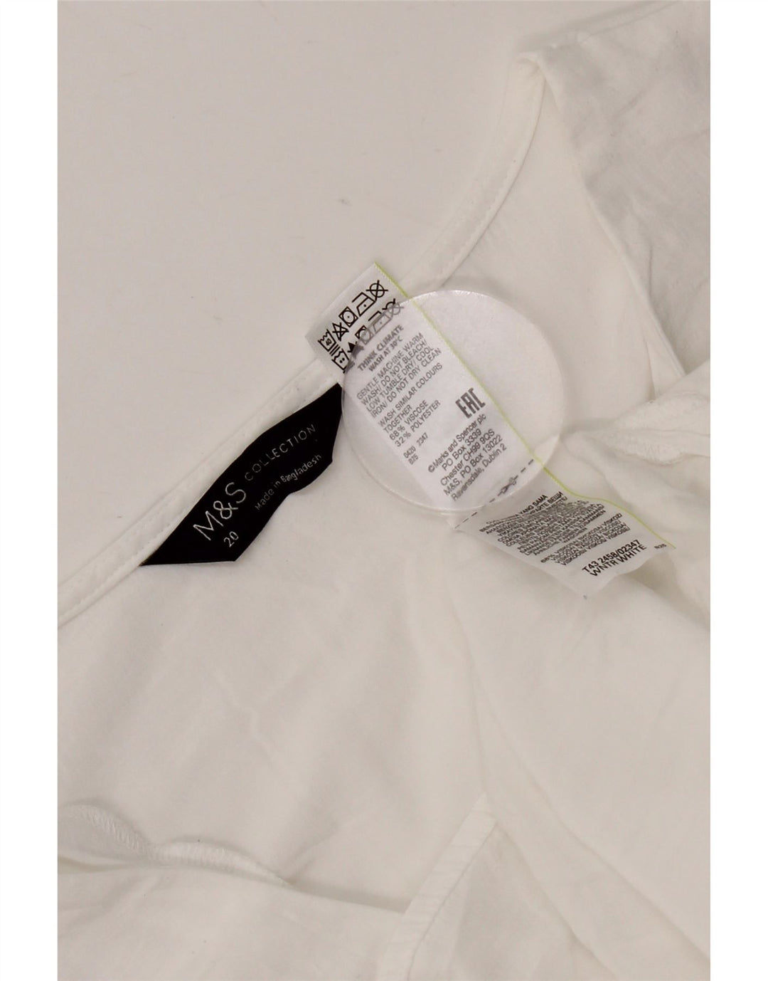Marks & Spencer Chemisier pour femme UK 20 2XL Blanc Viscose