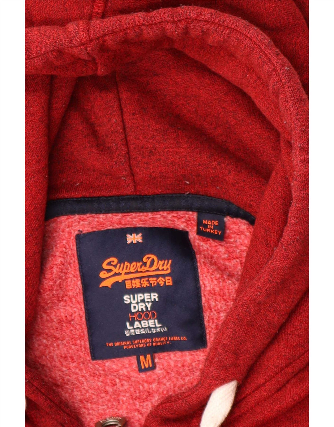 Superdry Pull à Capuche Graphique Zippé Homme Rouge Moyen Coton