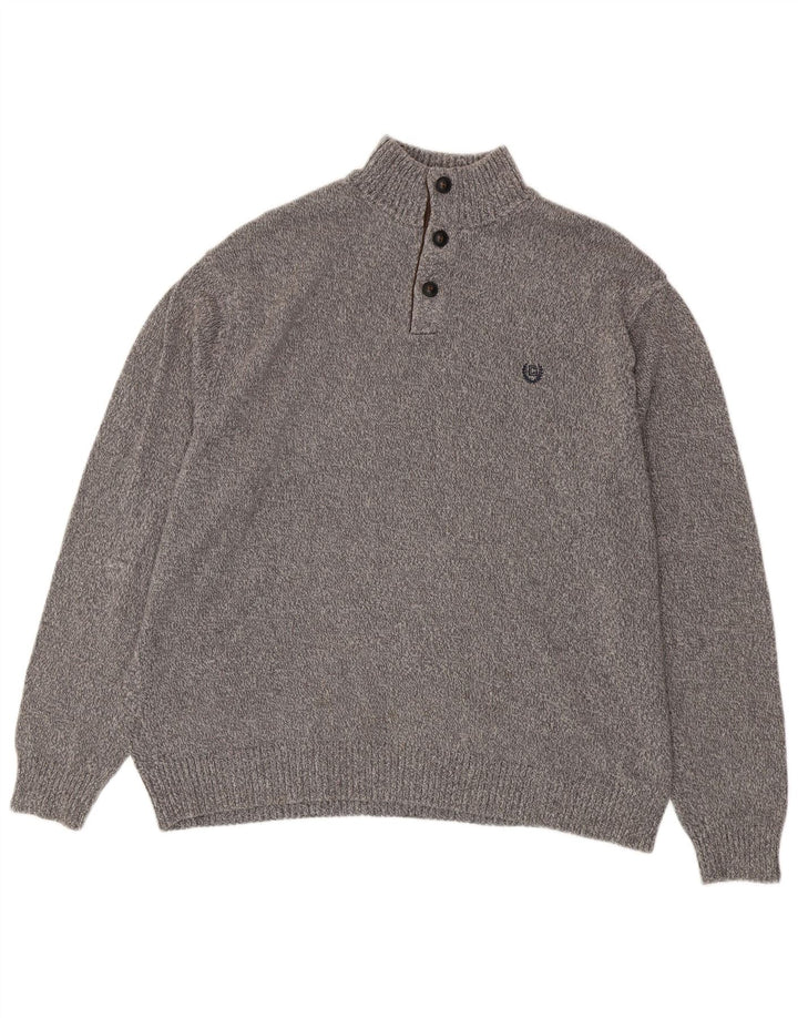 CHAPS Pull col boutonné pour homme 2XL Gris Coton