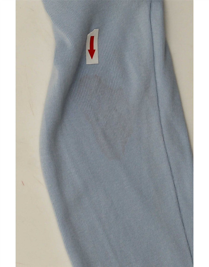 Benetton Pull col V pour femme UK 12 Bleu moyen Coton