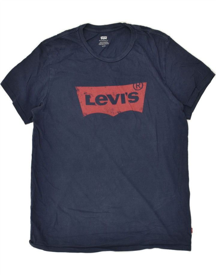 LEVI'S Mens Graphic T-Shirt Top Medium Navy Blue Cotton | Vintage Levi's | Thrift | Second-Hand Levi's | Used Clothing | Messina Hembry 