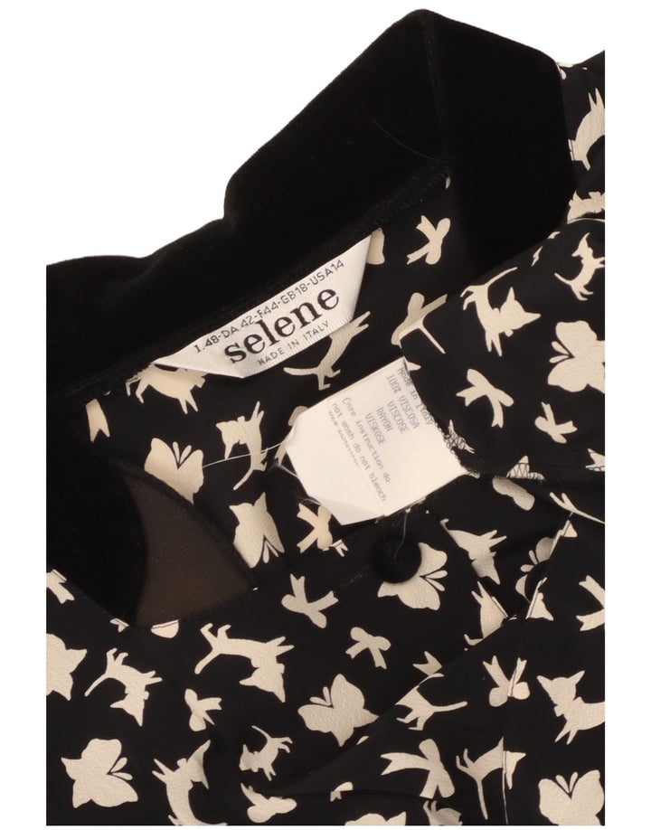 SELENE Chemisier à motif abstrait pour femme UK 18 XL Papillon noir
